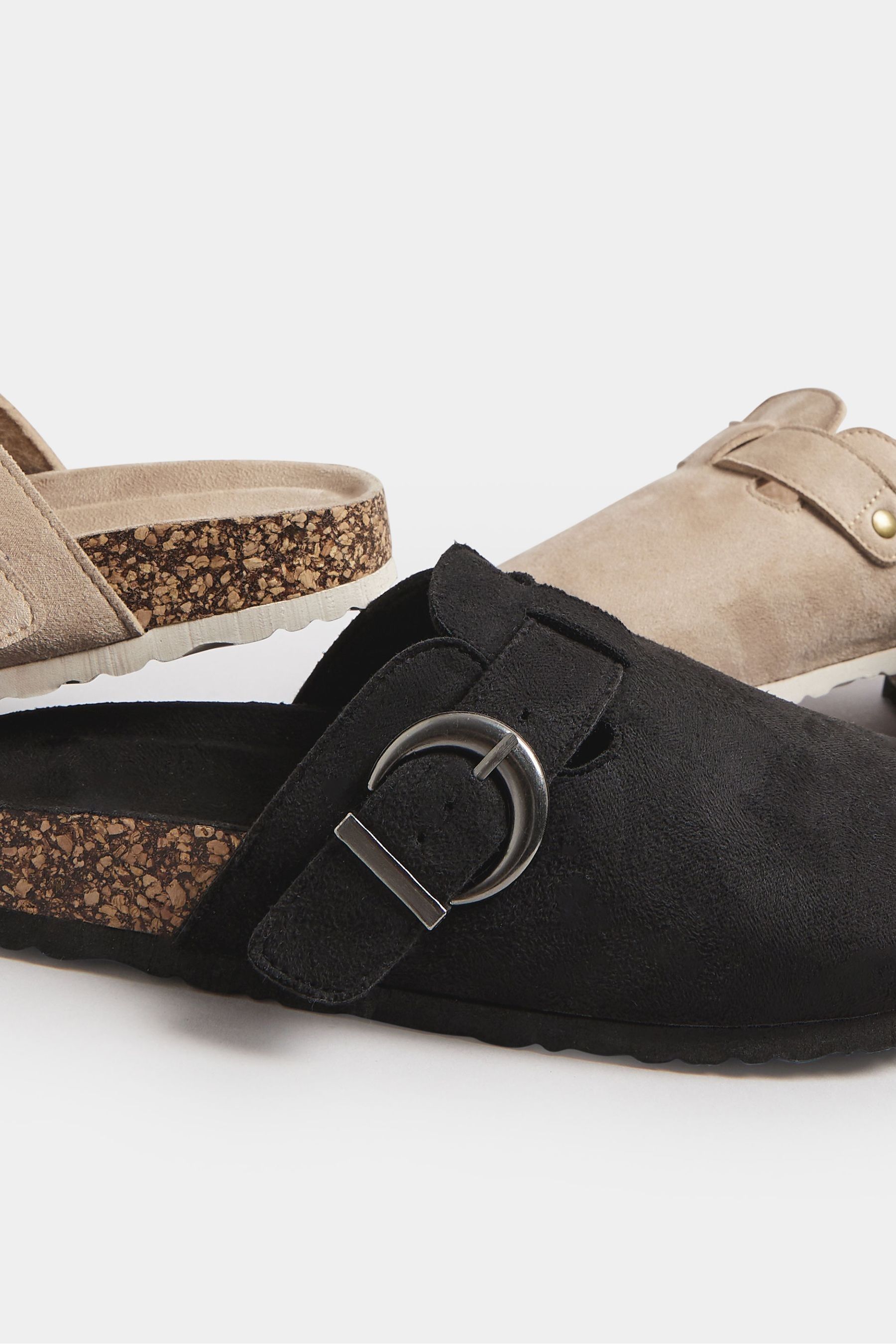 Yours Curve Black Faux Suede Clogs In Extra Wide EEE Fit