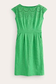 Boden Green 100% Cotton Petite Florrie Broderie Jersey Dress - Image 5 of 5