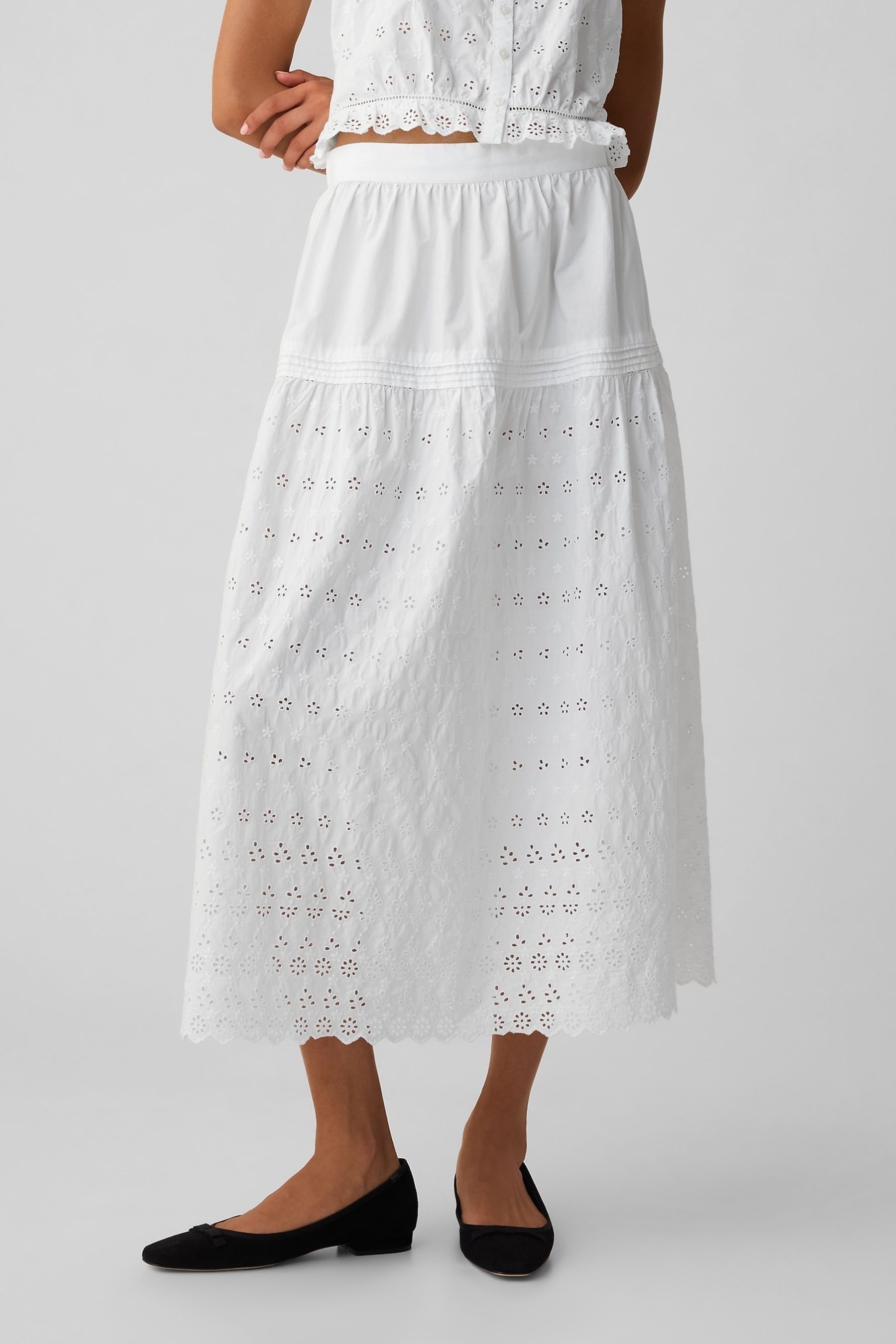 Buy Gap White x DOEN Eyelet Midi Skirt from Next Germany