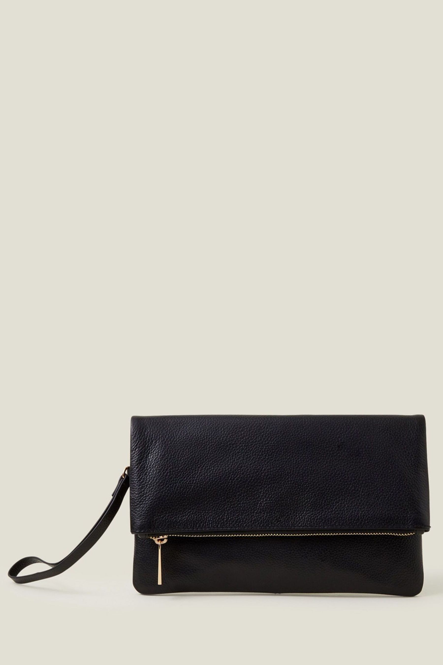 Black leather fold over clutch bag new arrivals