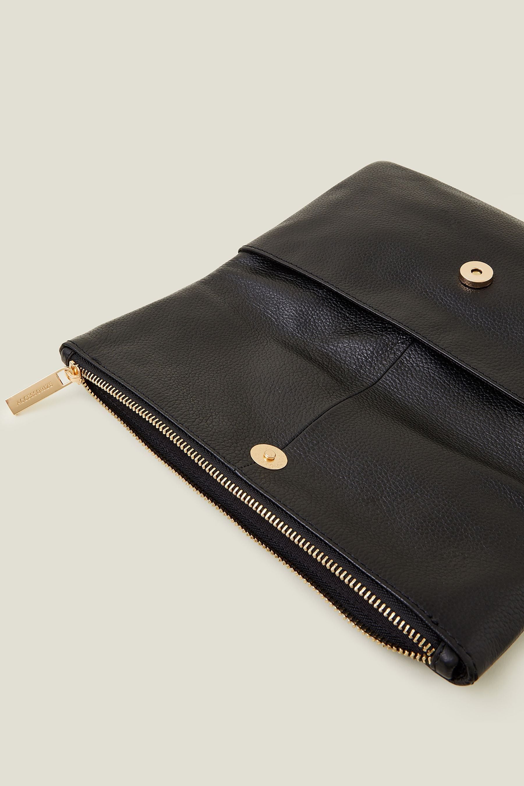 Buy Accessorize Black Leather Fold Over Clutch Bag from Next Luxembourg