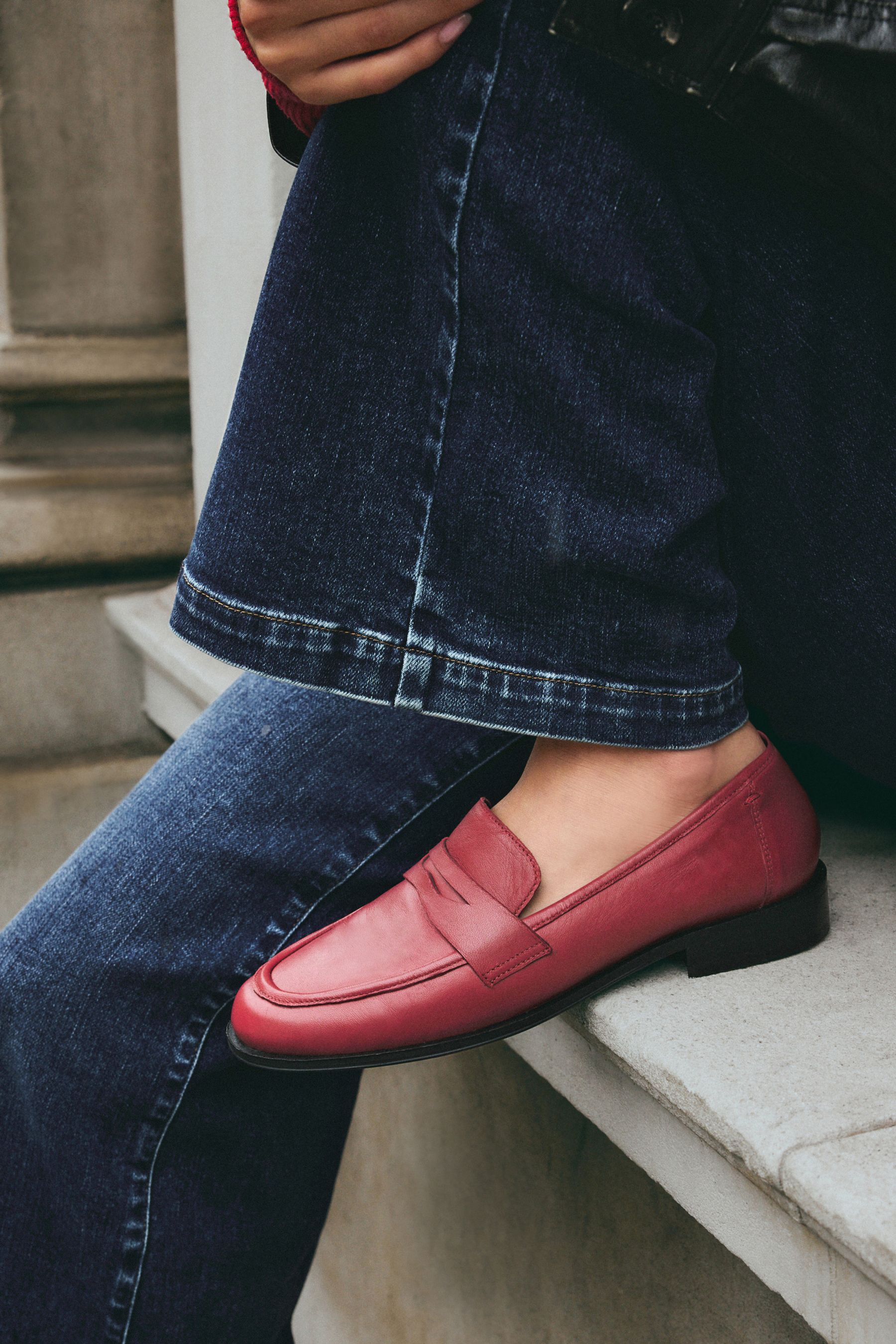 Red penny loafers store