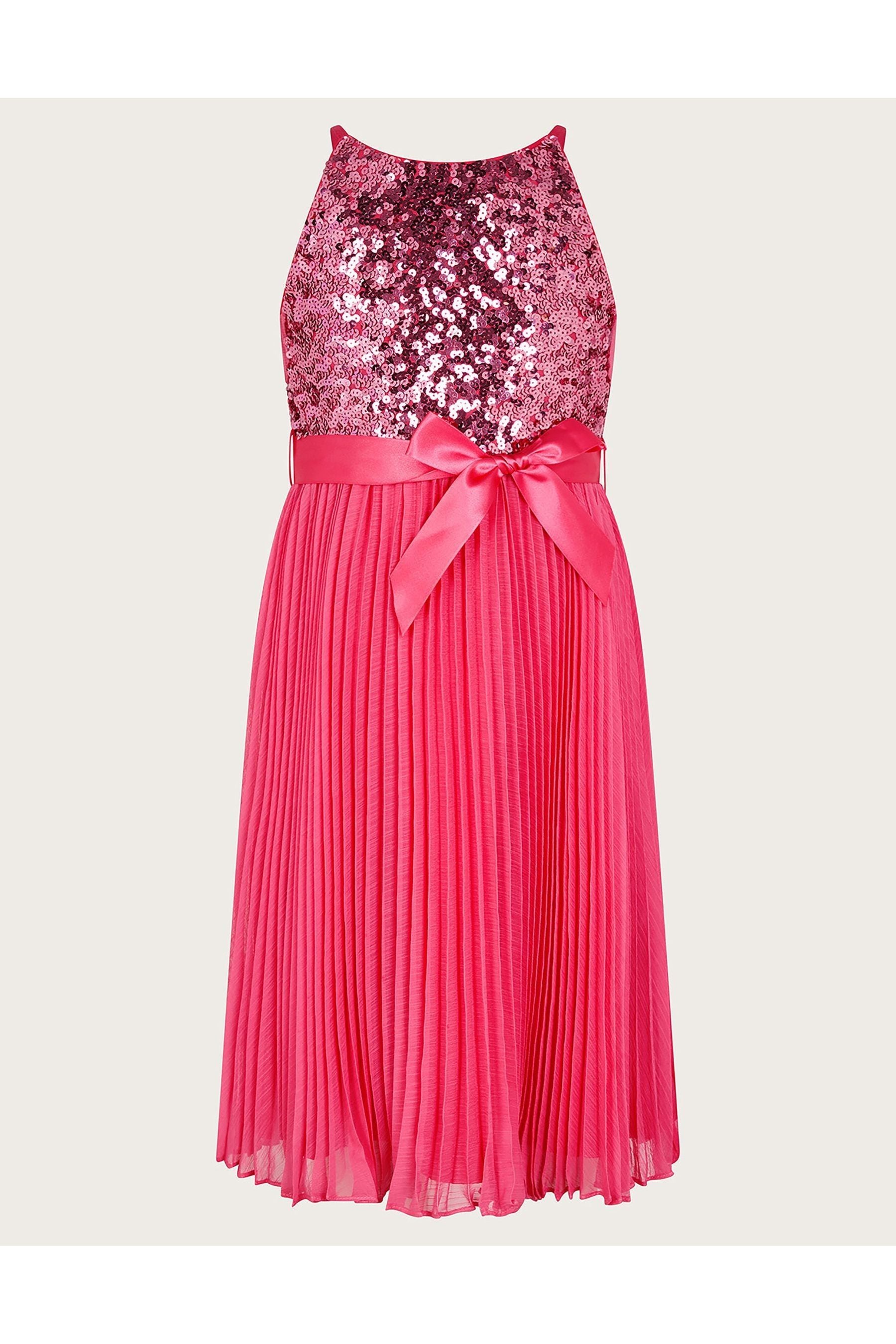 Buy Monsoon Pink Sequin Pleated Truth Dress from Next Oman
