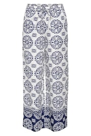 JDY Blue Mosaic Border Print Wide Leg Trousers - Image 2 of 4