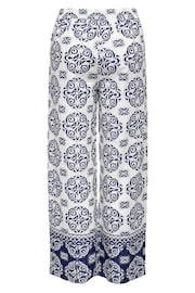 JDY Blue Mosaic Border Print Wide Leg Trousers - Image 3 of 4