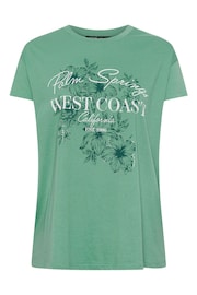 Yours Curve Green 'West Coast' Slogan T-Shirt - Image 6 of 6