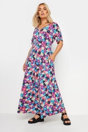 Yours Curve Black & Pink Black & Pink Floral Print Maxi Dress - Image 1 of 5