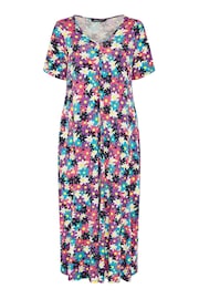 Yours Curve Black & Pink Black & Pink Floral Print Maxi Dress - Image 5 of 5