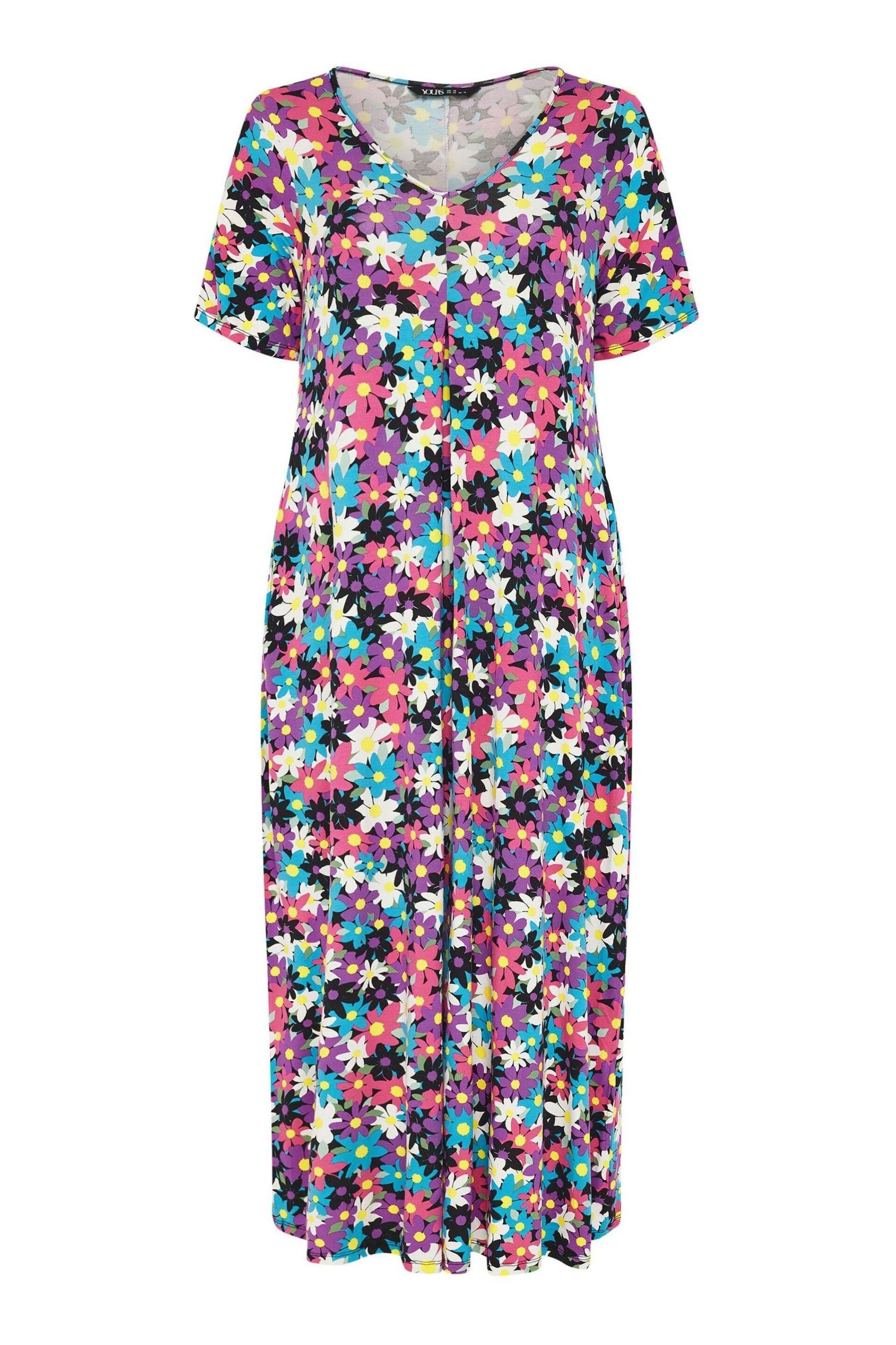 Yours Curve Black & Pink Black & Pink Floral Print Maxi Dress - Image 5 of 5