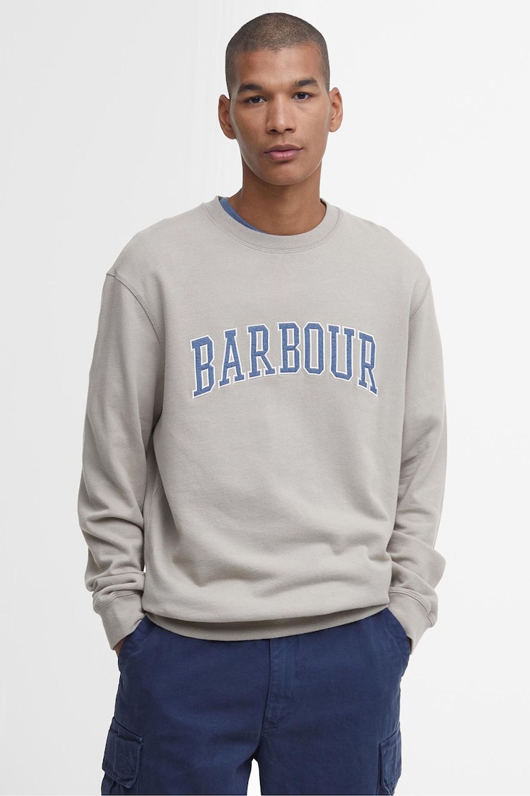 Barbour® Khaki Green Skipton Relaxed Fit Varsity Logo Sweatshirt - Image 1 of 6