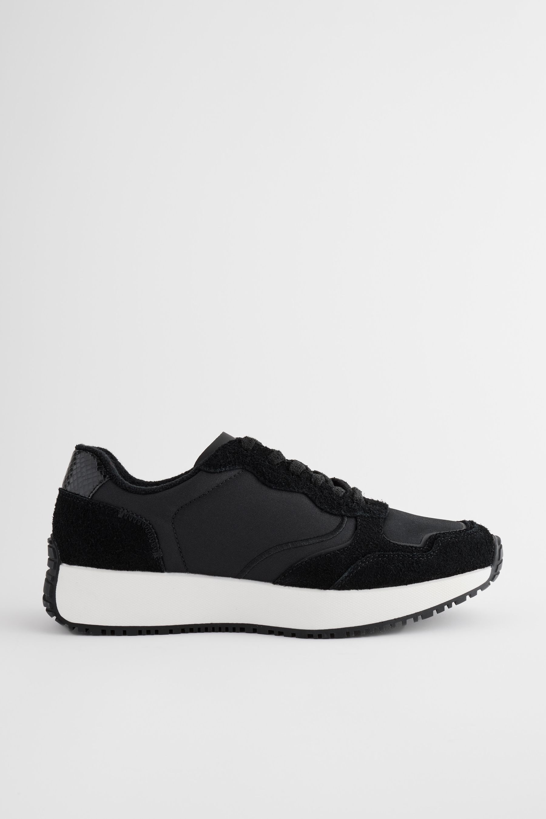 Black suede chunky trainers store