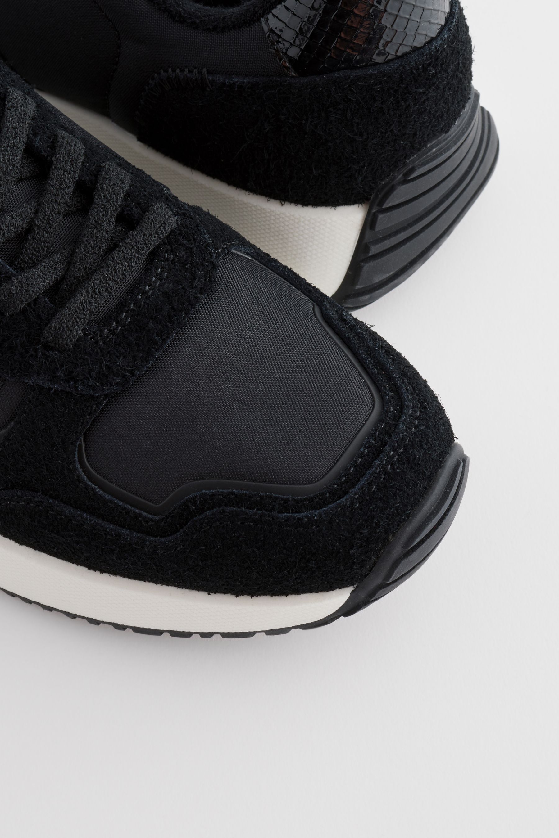 Black suede chunky trainers on sale