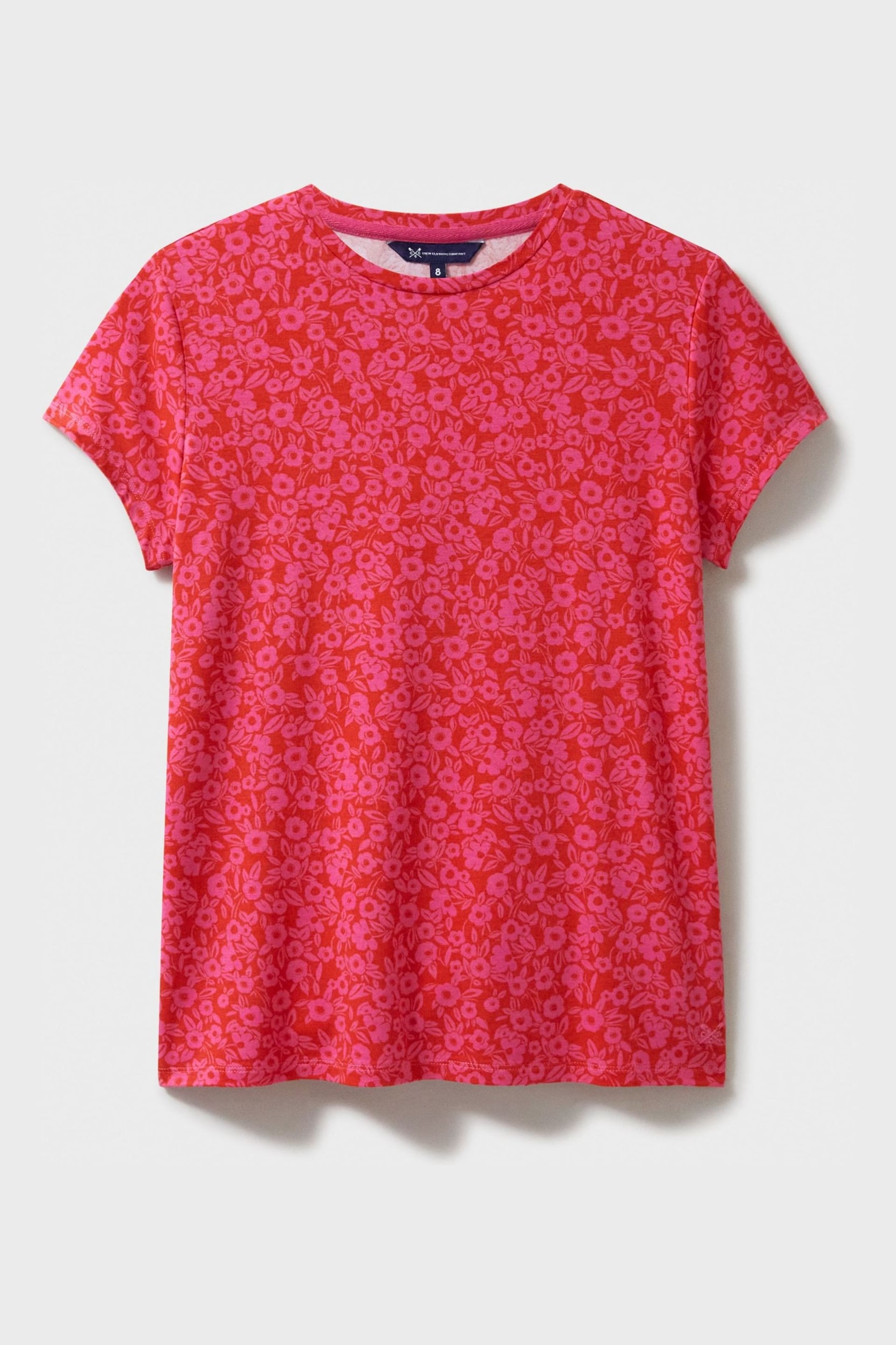 Crew Clothing Company Pink Floral Cotton Regular T-Shirt - Image 4 of 4