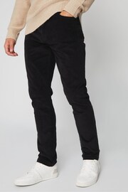 Threadbare Black Cotton Corduroy 5 Pocket Trousers With Stretch - Image 1 of 4