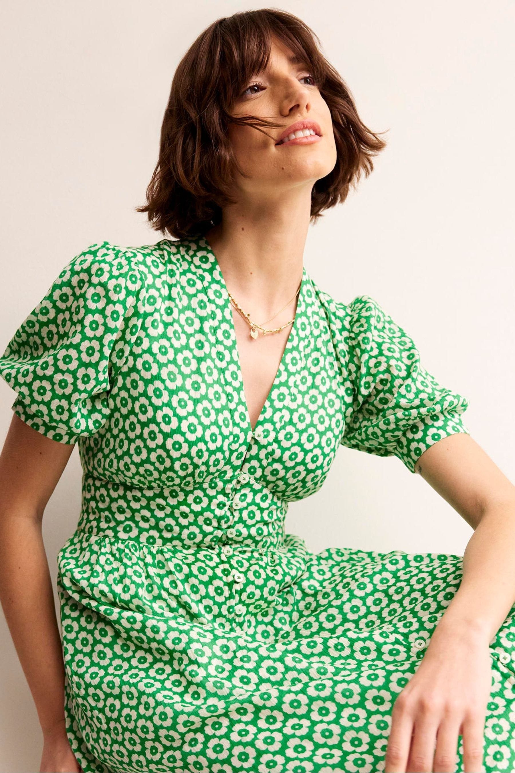 Green midi tea dress top