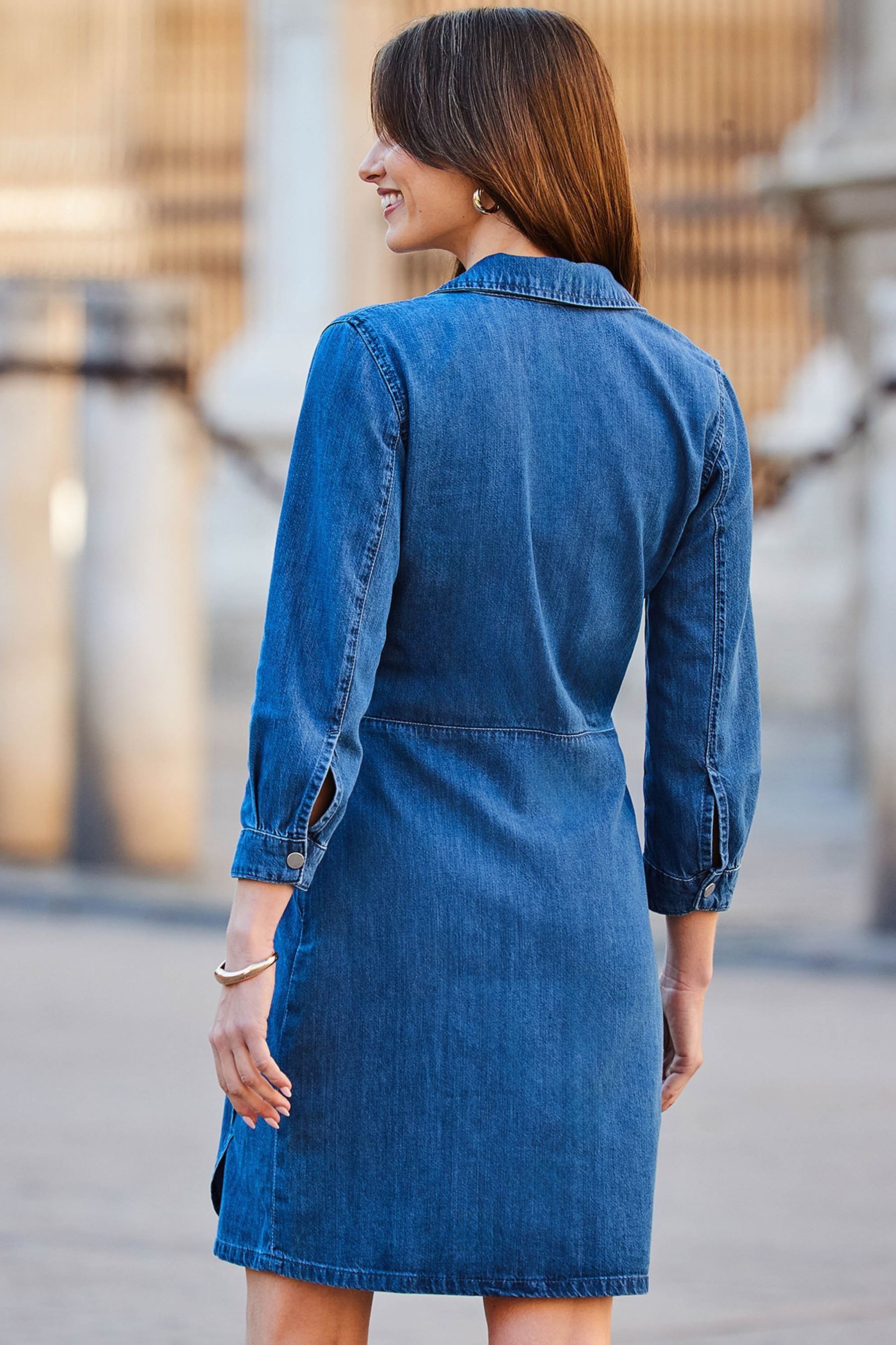 Denim wrap dress discount
