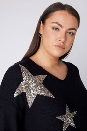 Evans V-Neck Sequin Star Jumper - Image 4 of 4