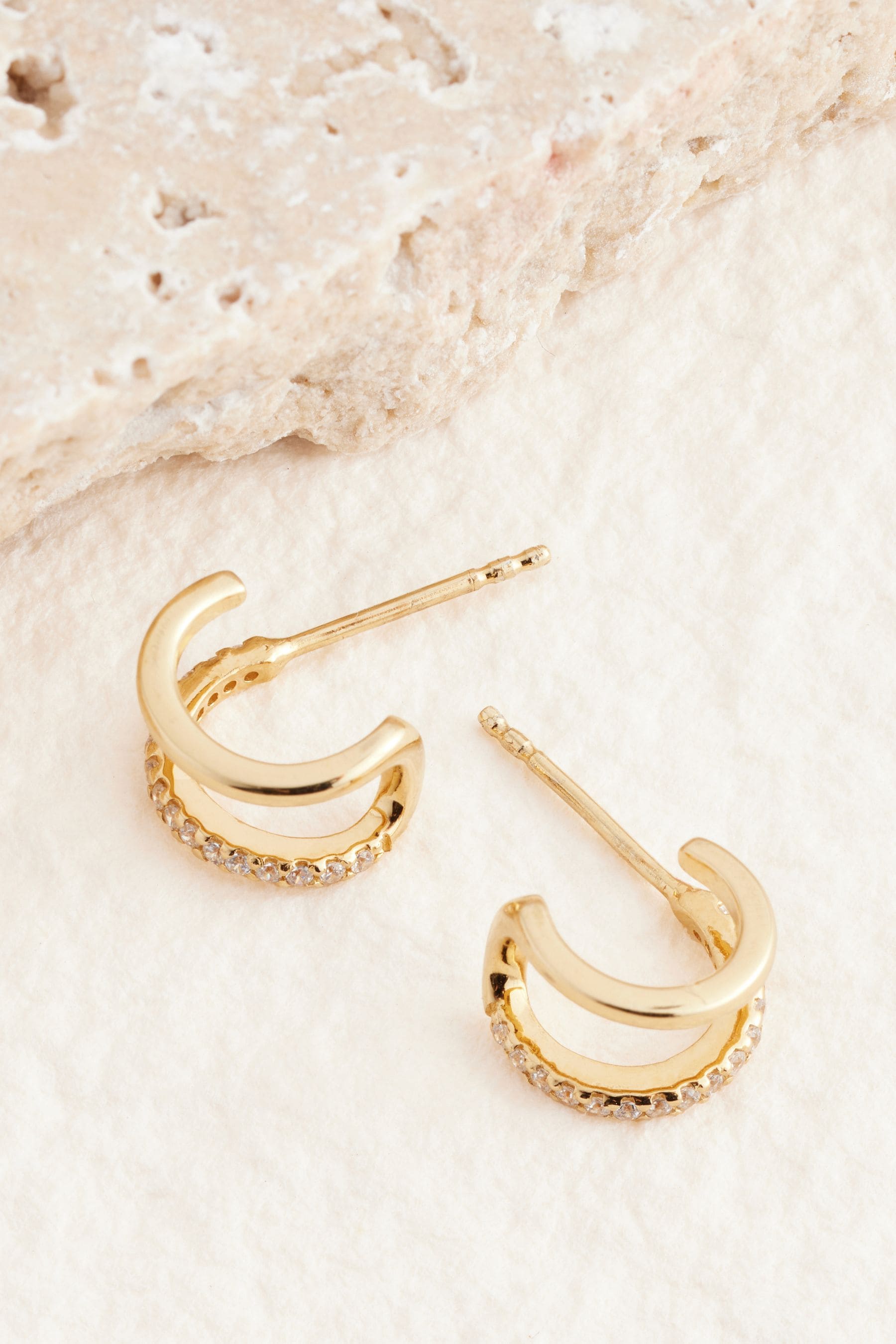 Buy Gold Plated Sterling Silver Double Hoop Earrings from Next Ireland
