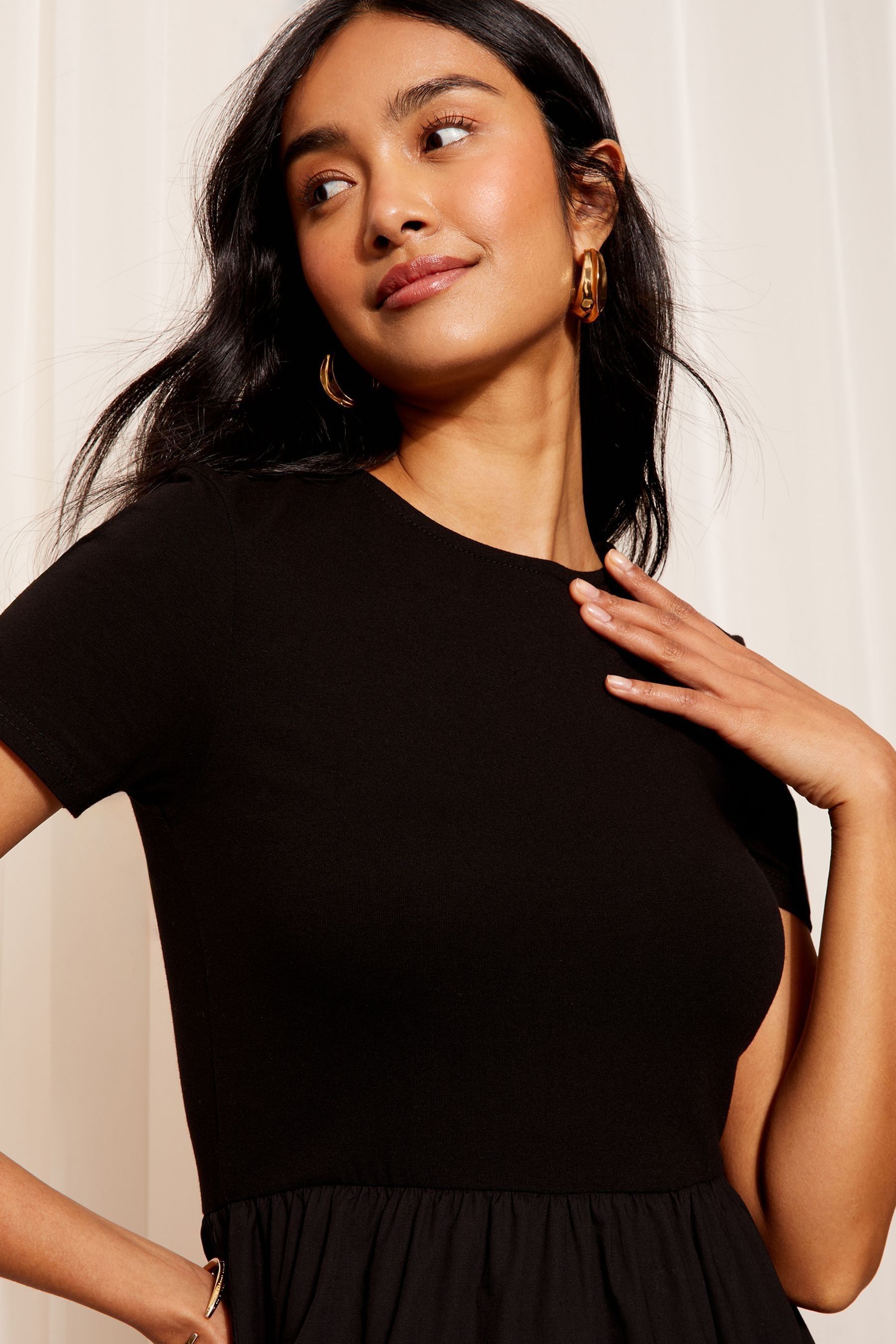 Buy Friends Like These Black Jersey and Woven Mix T Shirt Midi Dress from Next Canada