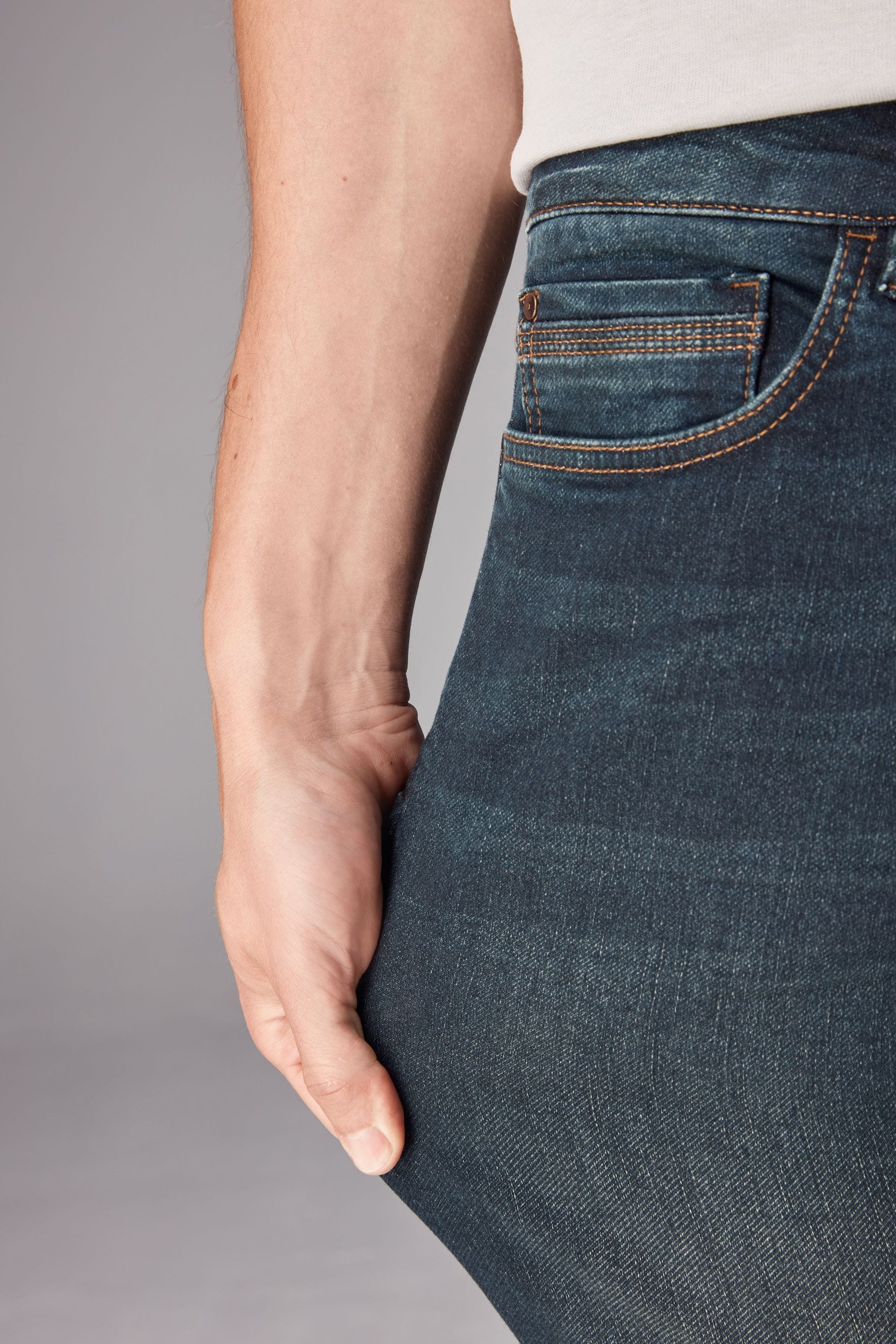 Buy Blue Dark Slim Fit Comfort Stretch Jeans from Next Luxembourg