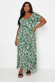 Yours Curve Green Floral Wrap Maxi Dress - Image 1 of 5