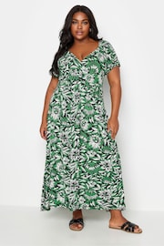 Yours Curve Green Floral Wrap Maxi Dress - Image 2 of 5