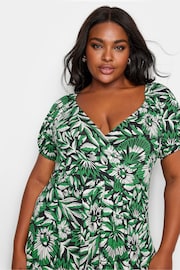 Yours Curve Green Floral Wrap Maxi Dress - Image 4 of 5