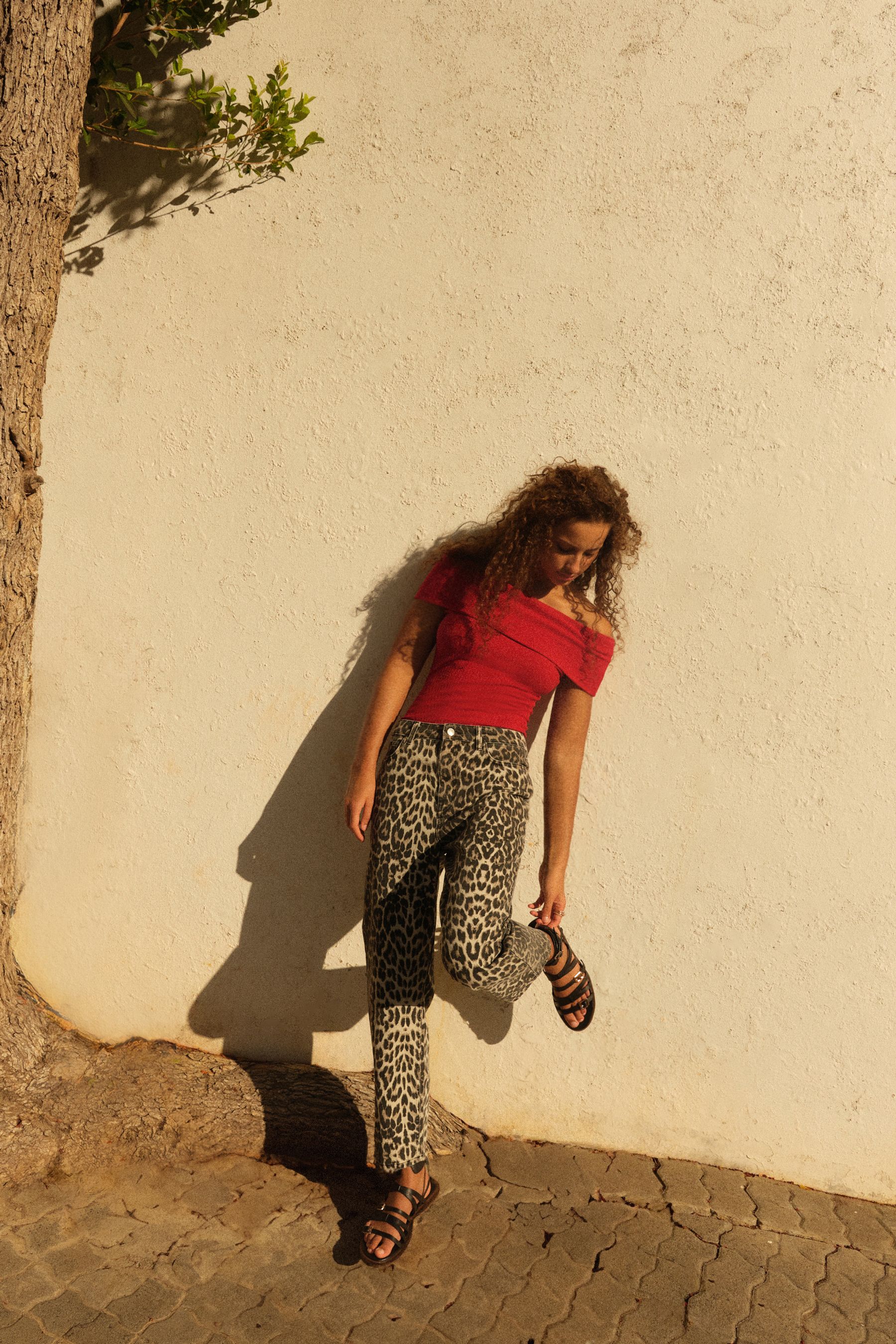 Leopard print straight leg jeans online