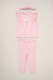 Lily & Jack Pink Broderie Detail Top Joggers And Headband Outfit Set 3 Piece - Image 1 of 5