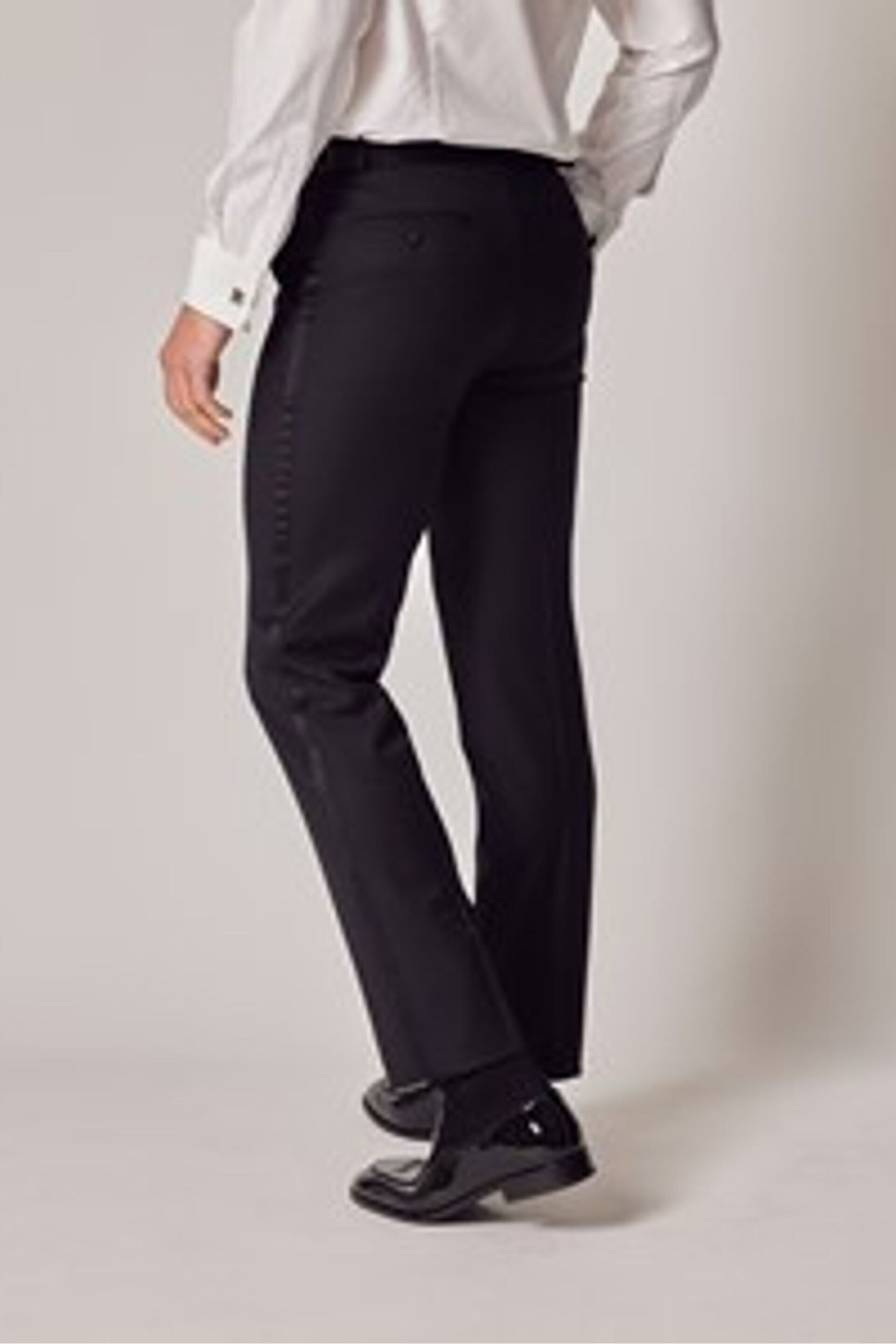 Hawes & Curtis Slim Dinner Suit Black Trousers With Side Adjusters - Image 2 of 4