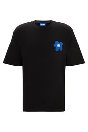 HUGO Blue Floral Graphic Back Print T-Shirt - Image 7 of 7