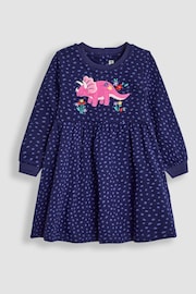 JoJo Maman Bébé Navy Dino Applique Sweat Dress - Image 1 of 3