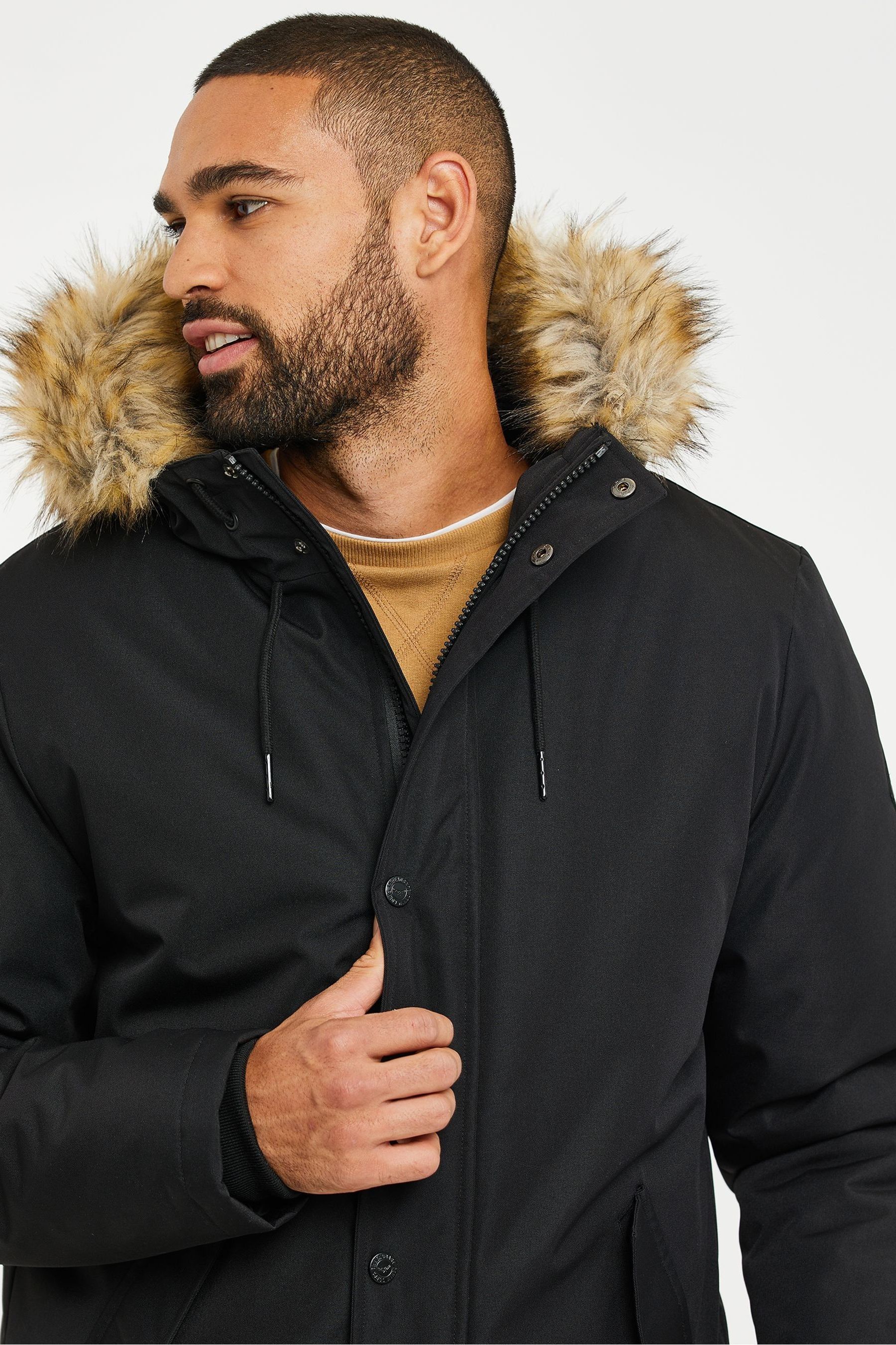 Buy Threadbare Black Showerproof Hooded Parka Jacket from Next Luxembourg