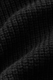 Black V-Neck Regular Fit Rib Texture Jumper with Wool - Image 7 of 7