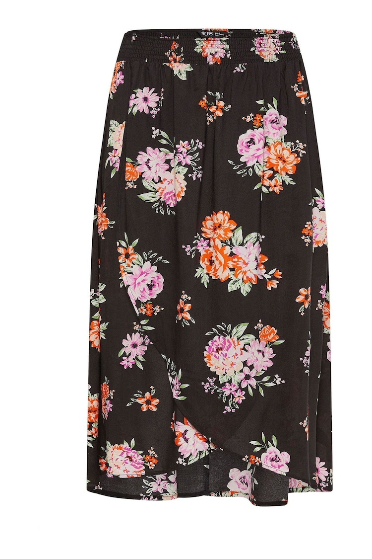 Yours Curve Black Red Floral Print Tulip Skirt - Image 5 of 5