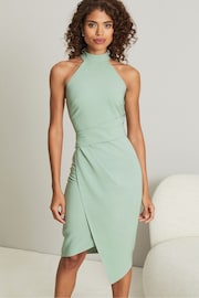 Lipsy Green Halter Neck Asymmetric Bodycon Dress - Image 1 of 1