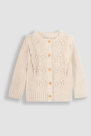 JoJo Maman Bébé Natural Frill Shoulder Cardigan - Image 3 of 5