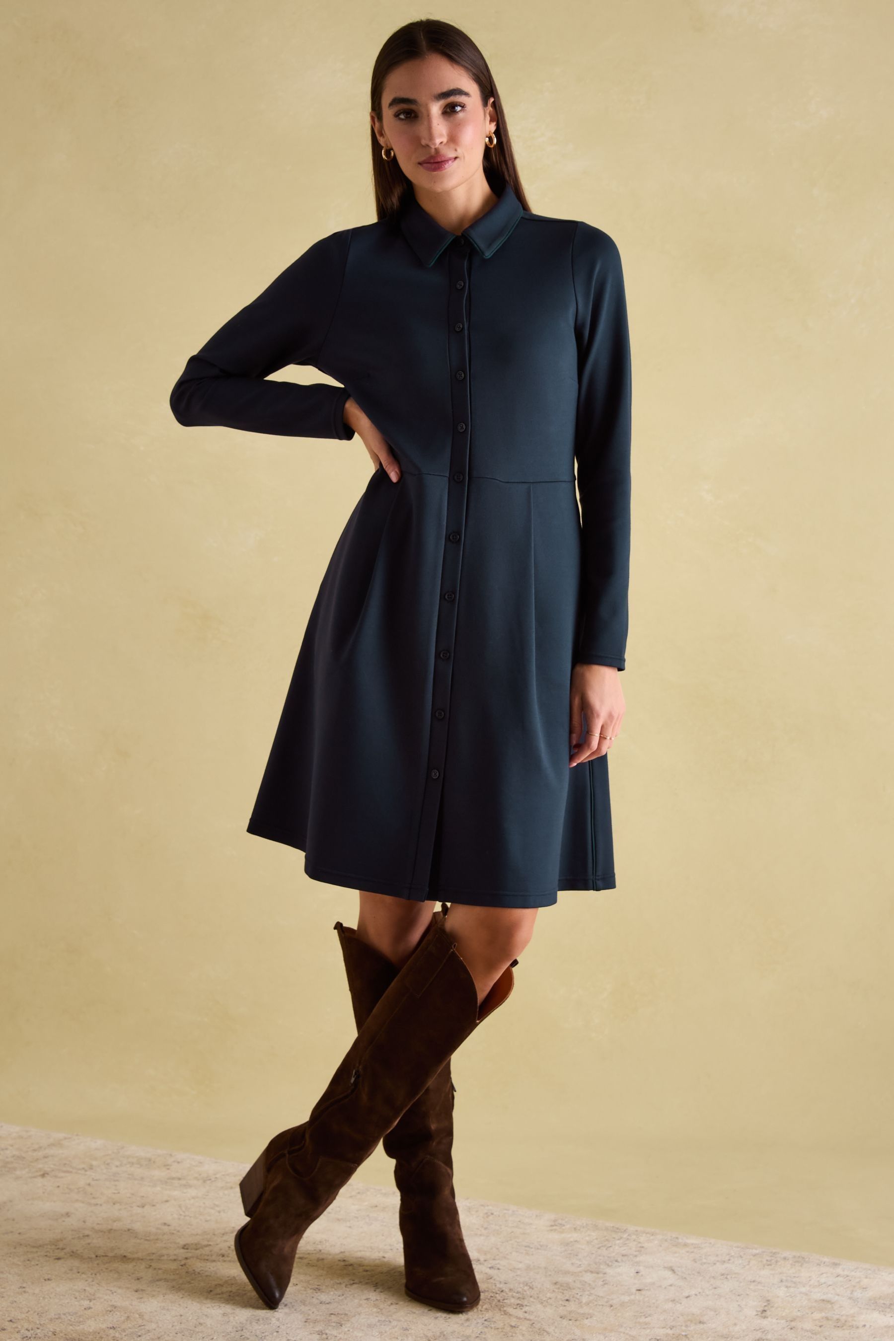 Ponte bell sleeve dress shop