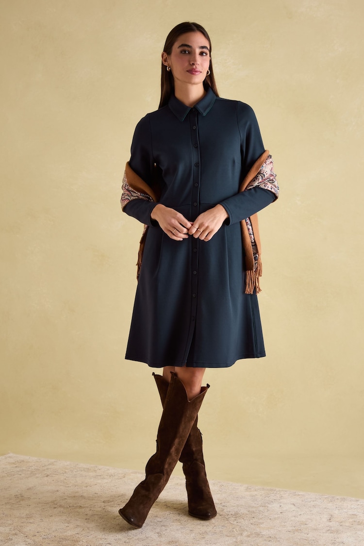 Joules Tallie Navy Long Sleeve Jersey Ponte Dress - Image 5 of 5