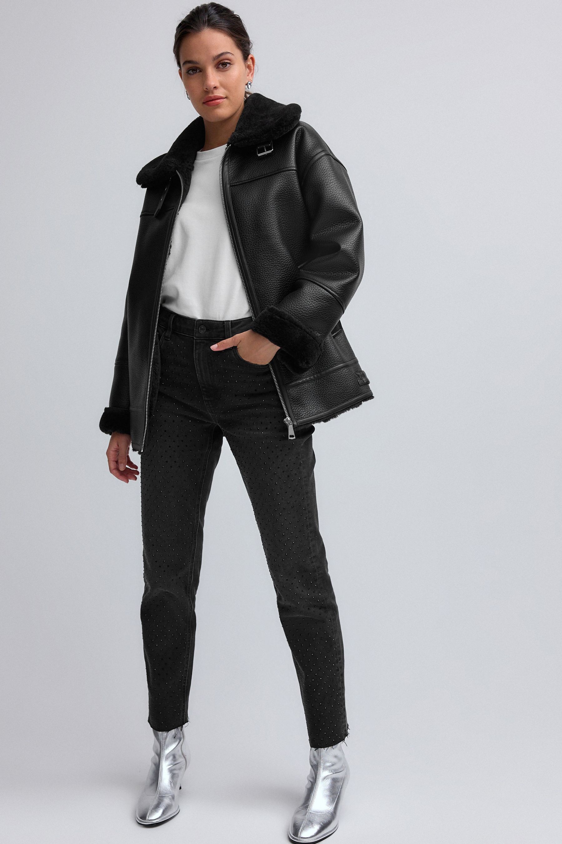Next black aviator jacket hotsell