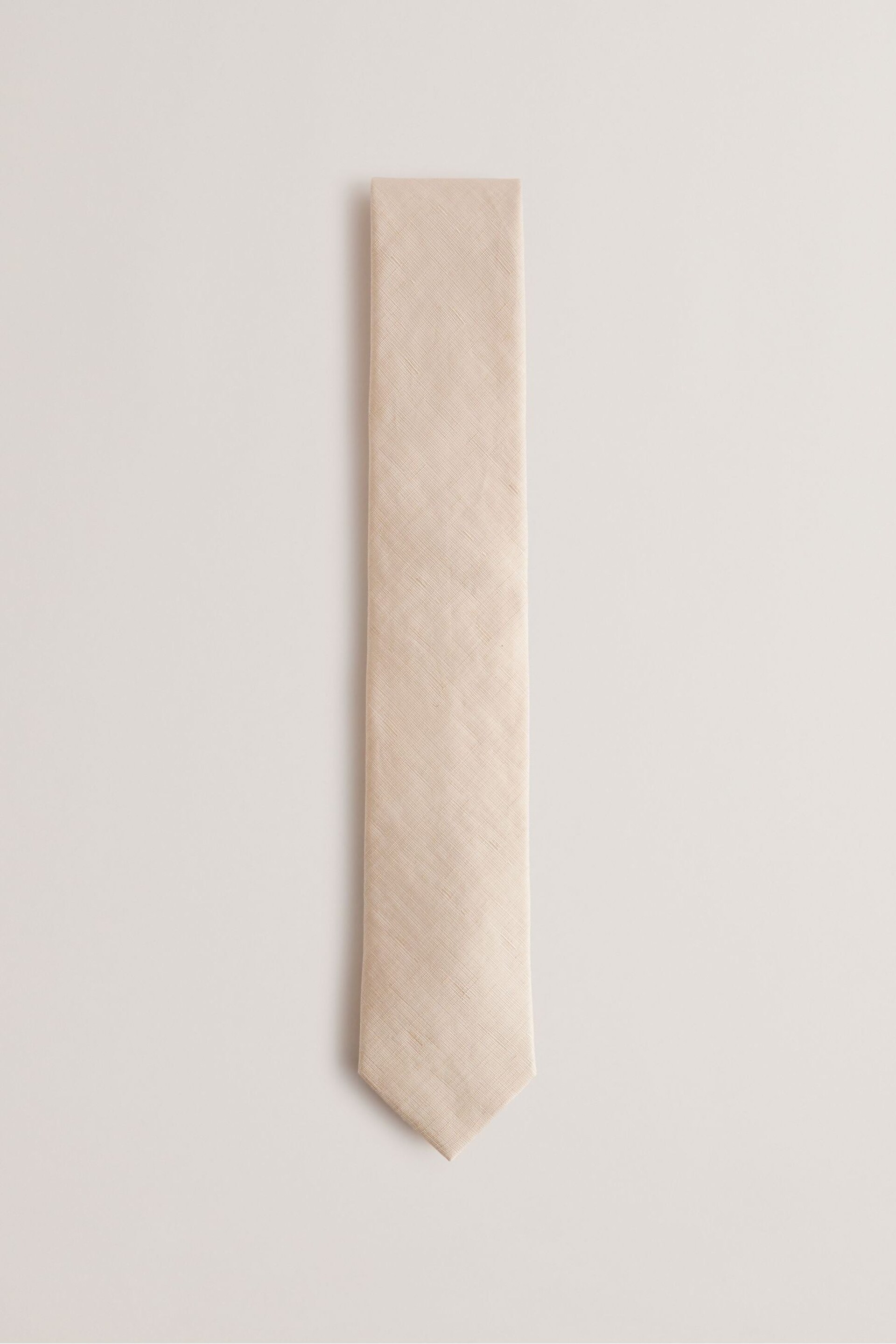 Ted Baker Cream Lyre Texture Silk Linen Tie - Image 1 of 4