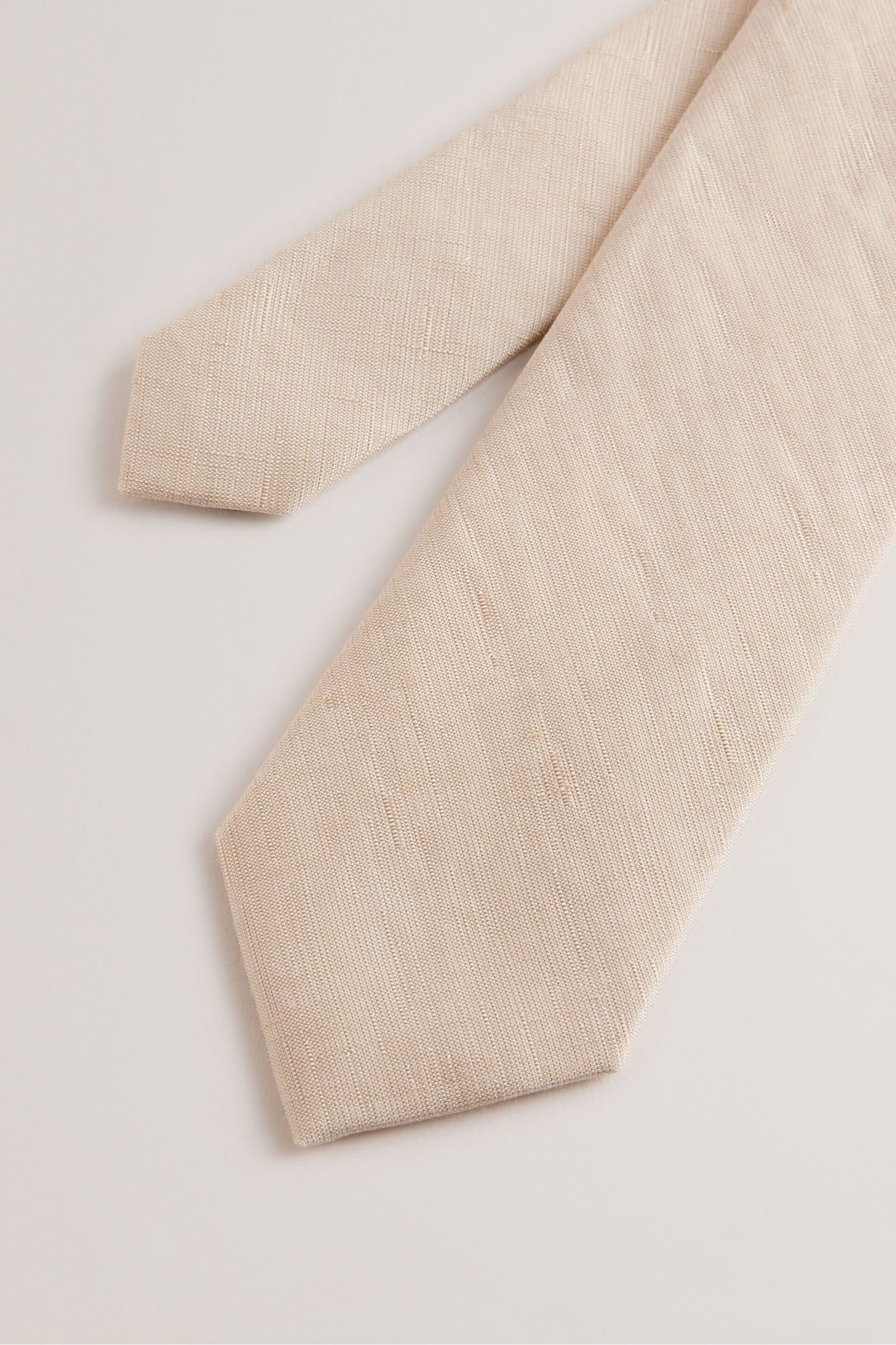 Ted Baker Cream Lyre Texture Silk Linen Tie - Image 3 of 4