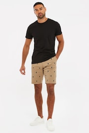 Threadbare Brown 100% Cotton Embroidered Chino Shorts - Image 3 of 4