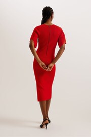 Ted Baker Red Raelea Rib Engineered Bodycon Midi Dress - Image 2 of 5