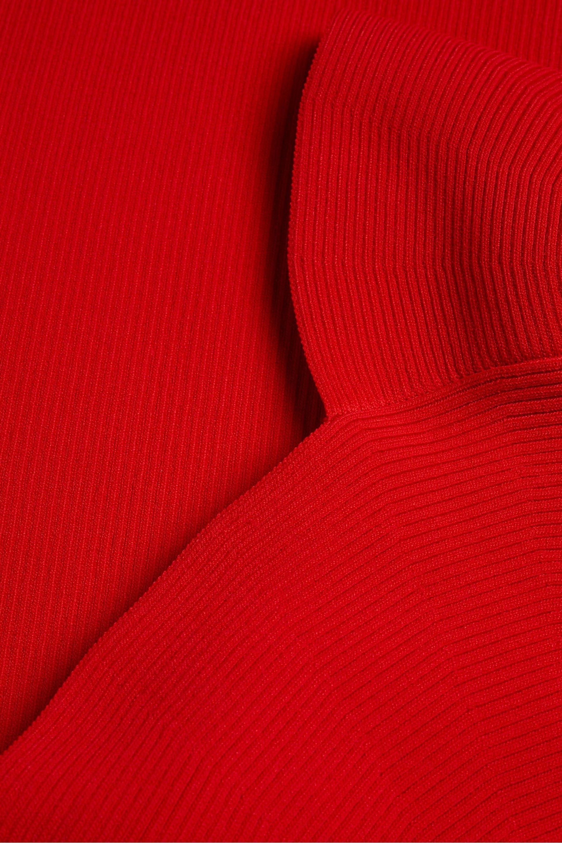 Ted Baker Red Raelea Rib Engineered Bodycon Midi Dress - Image 5 of 5