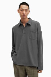 AllSaints Black Eris Polo T-Shirt - Image 1 of 7
