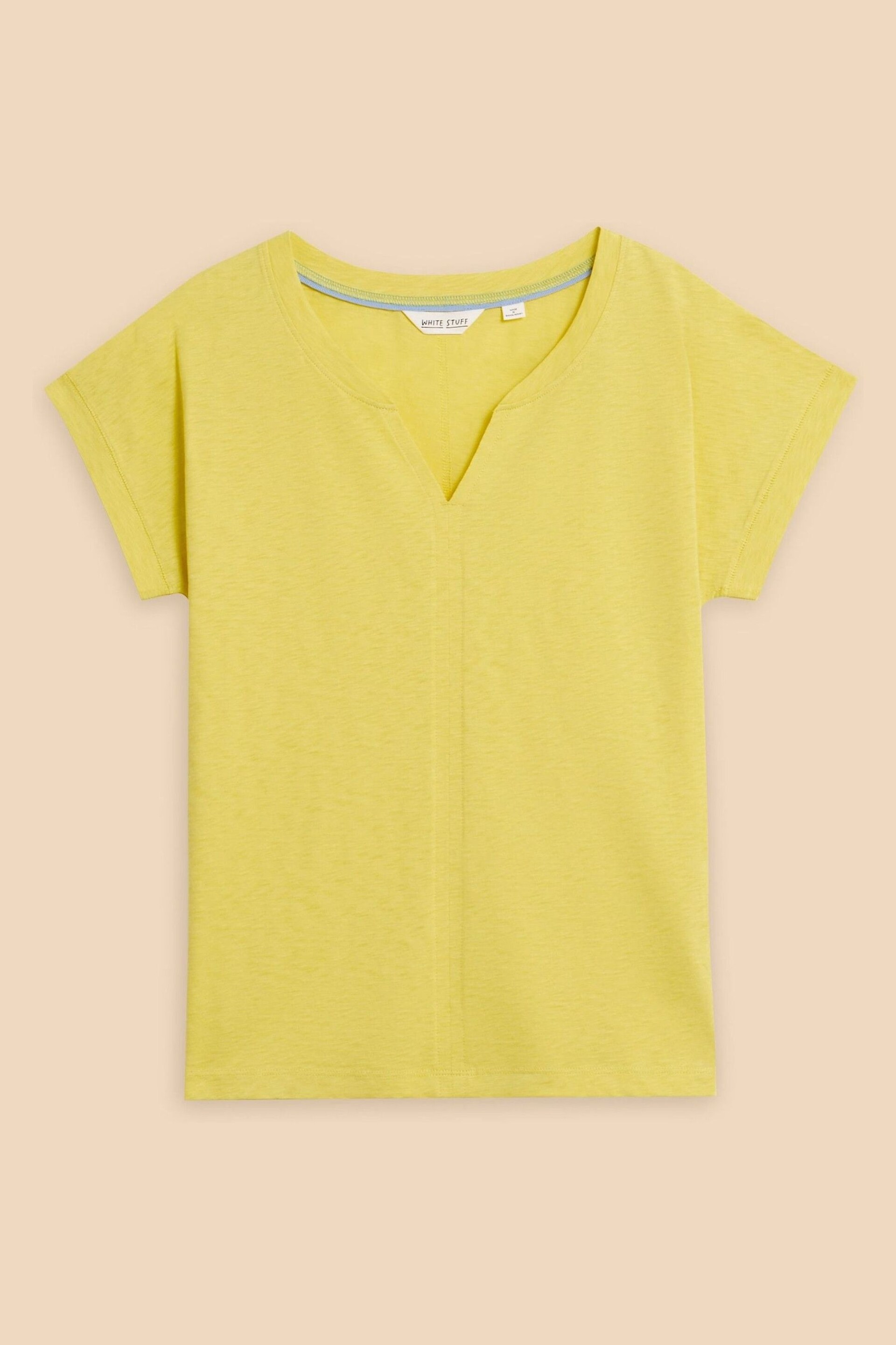 White Stuff Yellow Nelly Notch Neck T-Shirt - Image 6 of 8