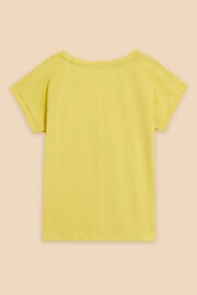 White Stuff Yellow Nelly Notch Neck T-Shirt - Image 7 of 8