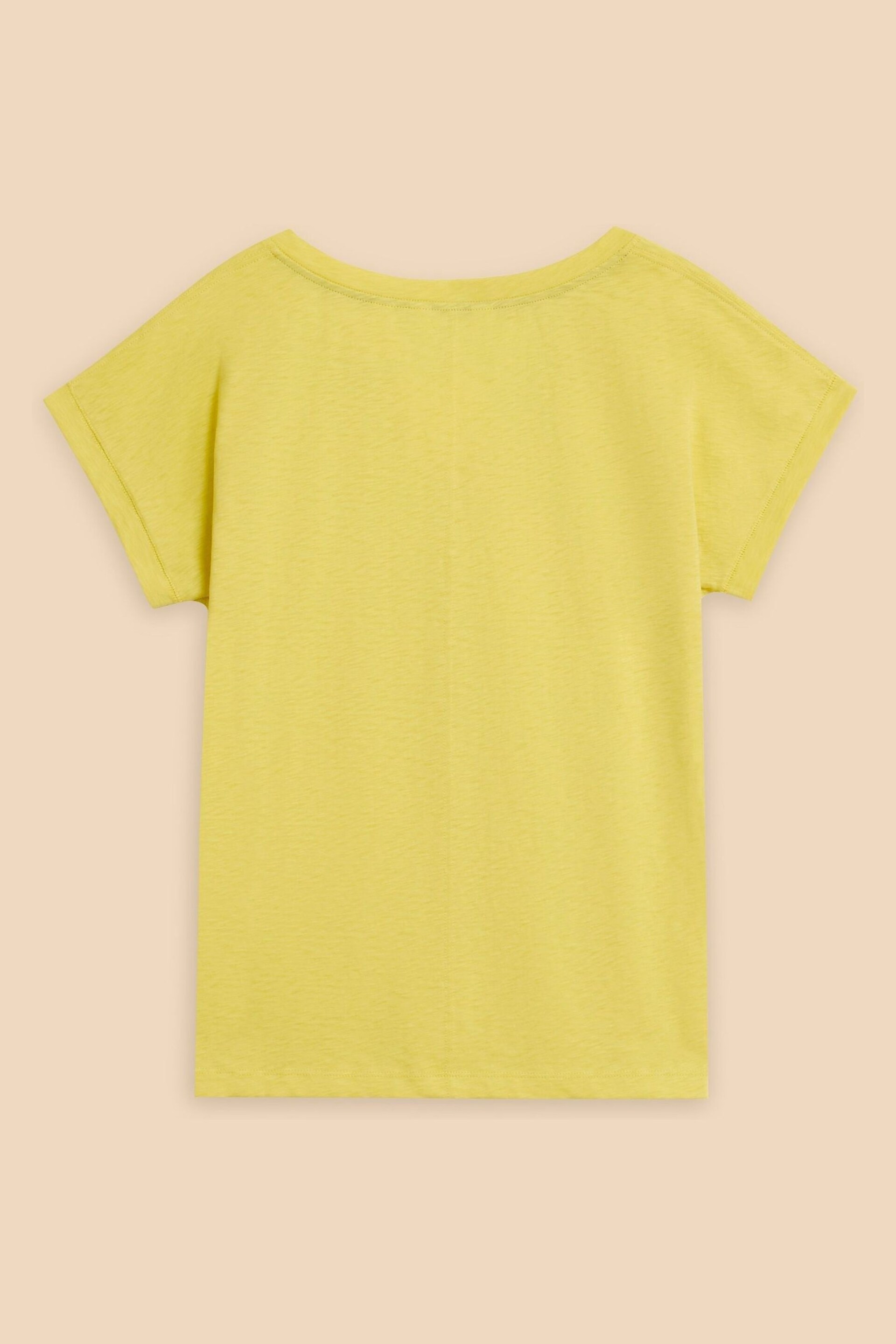 White Stuff Yellow Nelly Notch Neck T-Shirt - Image 7 of 8