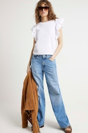 River Island White Broderie Frill Sleeve Top - Image 1 of 4